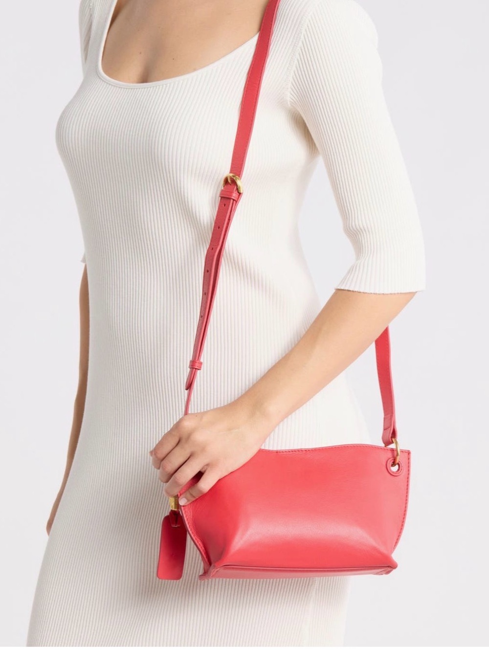 Vince Camuto Coral-Red Leather Ellah Bag with Gold Hardware NWT
